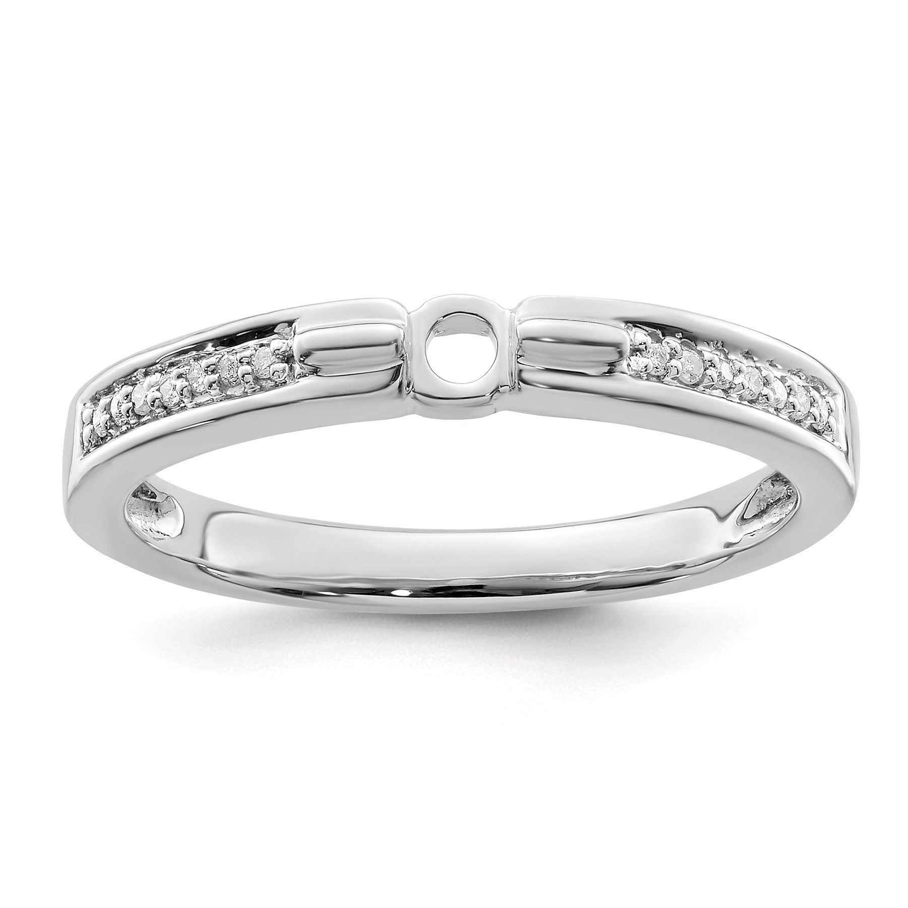 14K White Gold Family Jewelry Diamond Semi-Set Ring