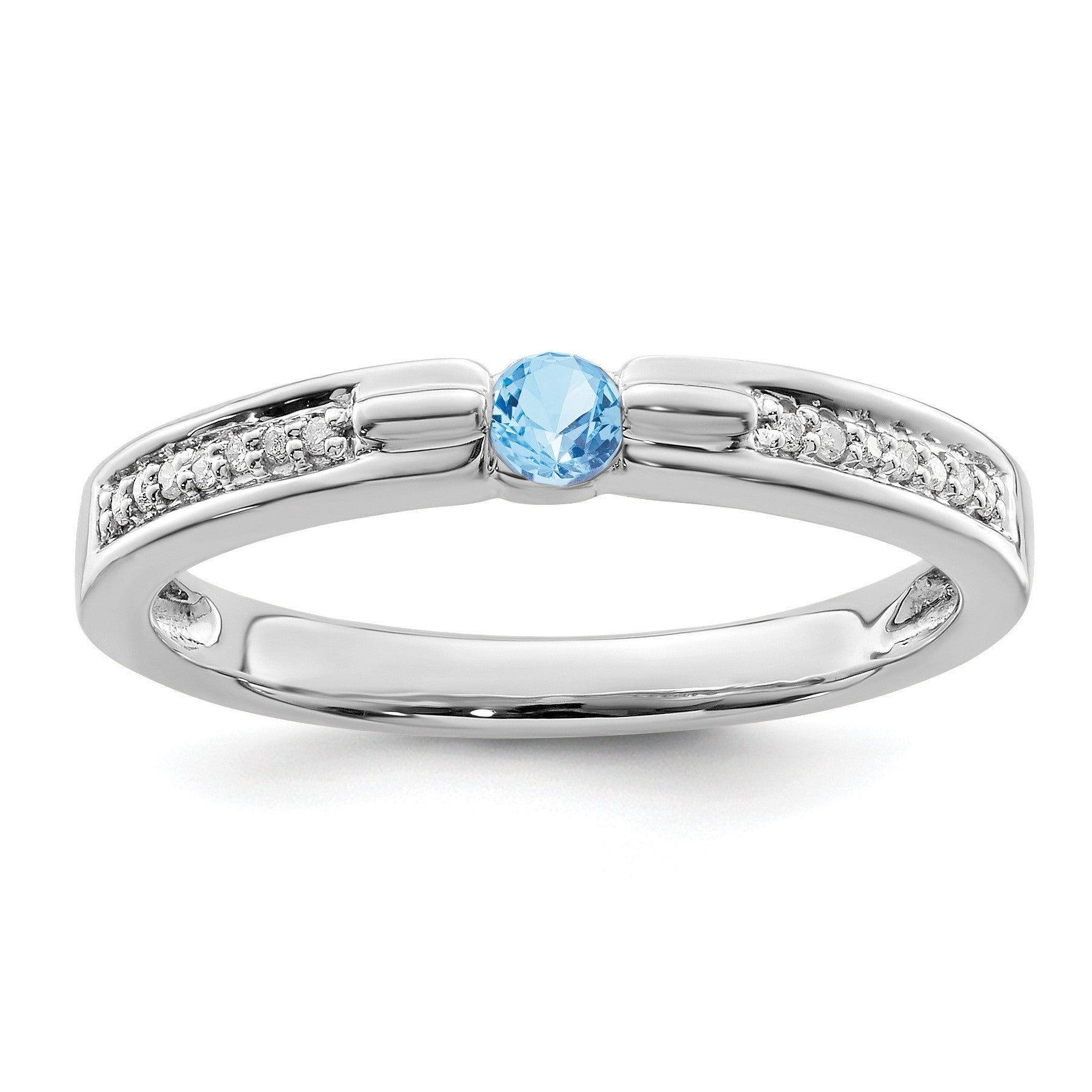 14K White Gold Family Jewelry Diamond Semi-Set Ring