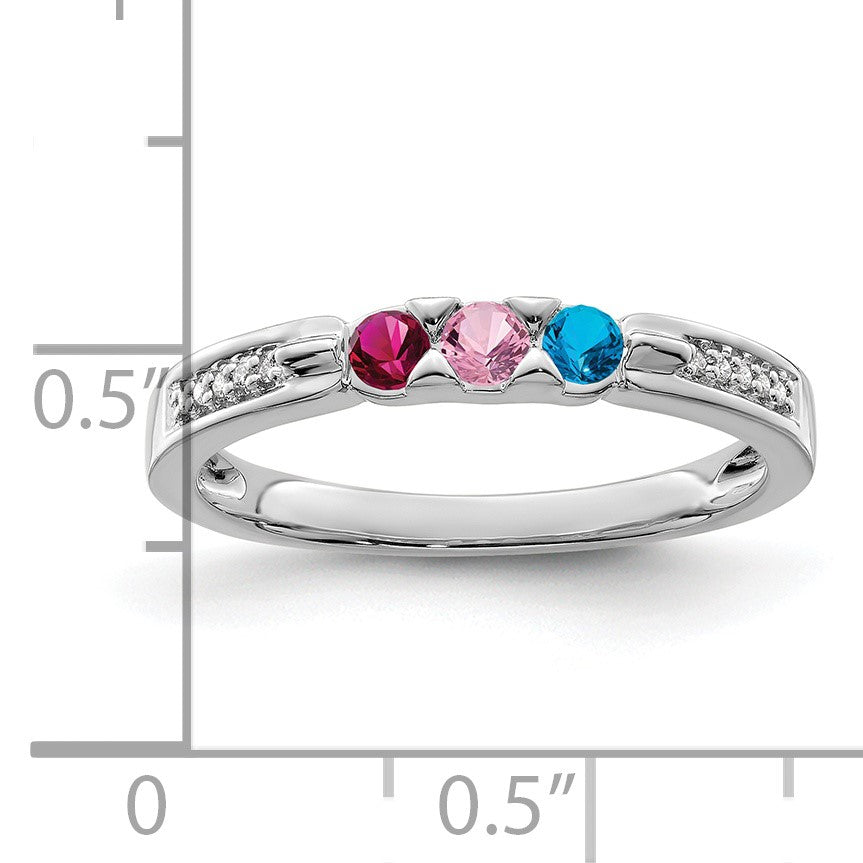 14K White Gold Family Jewelry Diamond Semi-Set Ring