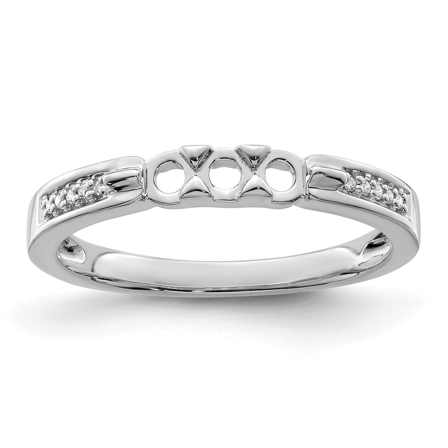 14K White Gold Family Jewelry Diamond Semi-Set Ring