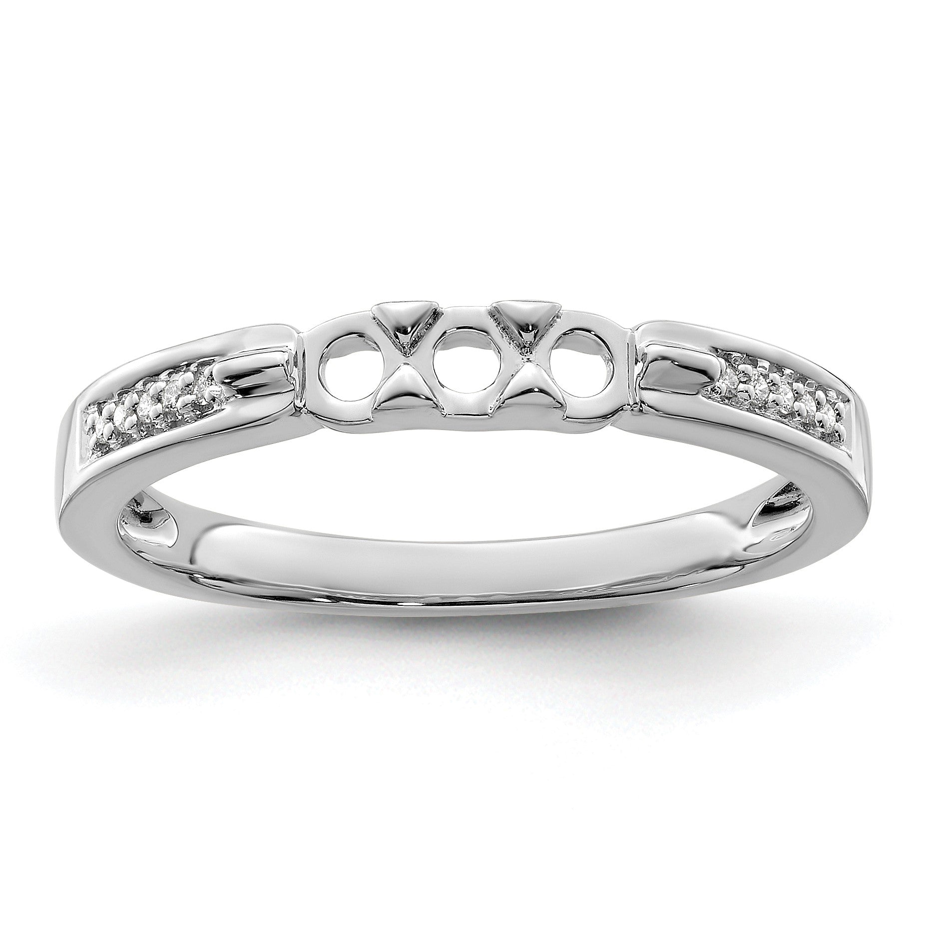 14K White Gold Family Jewelry Diamond Semi-Set Ring