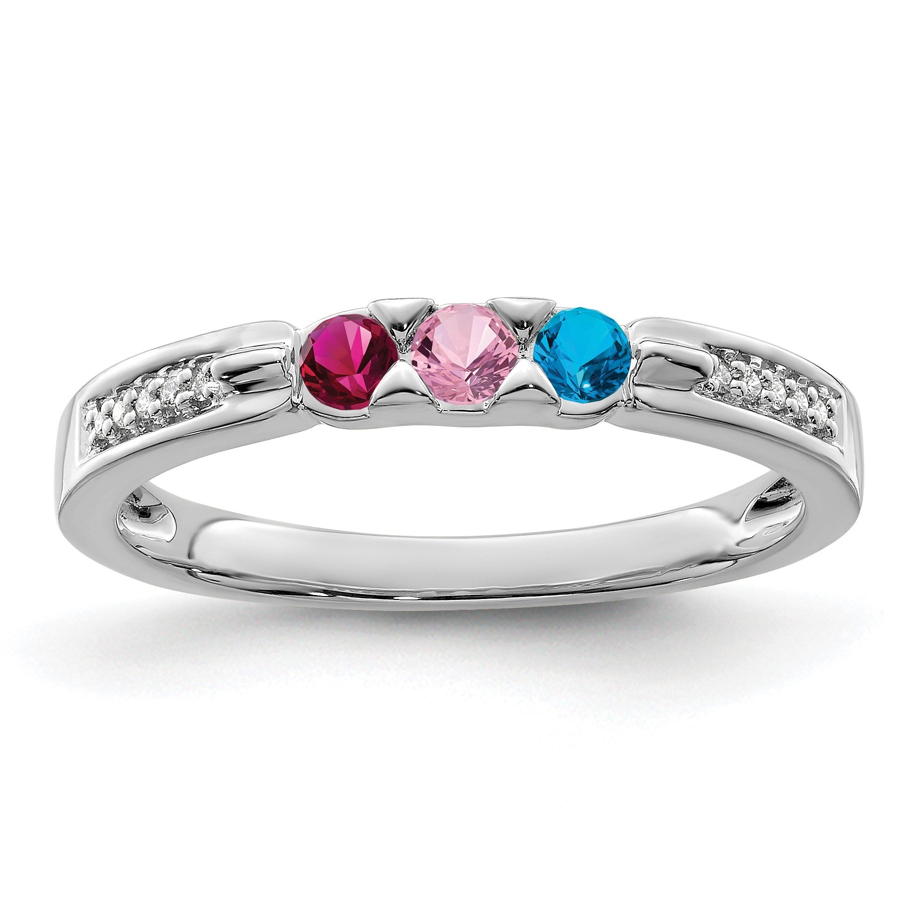 14K White Gold Family Jewelry Diamond Semi-Set Ring