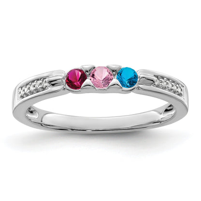 14K White Gold Family Jewelry Diamond Semi-Set Ring