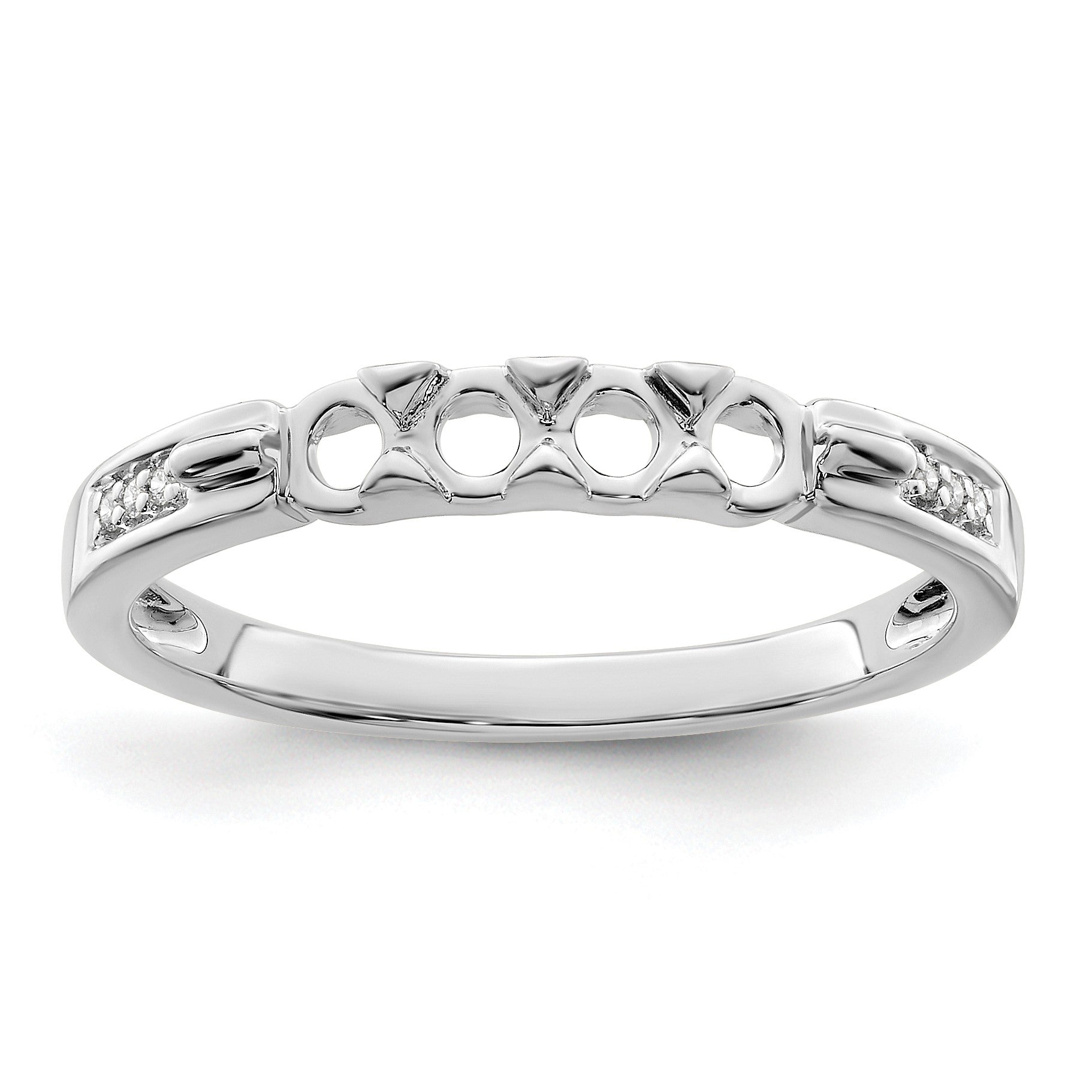 14K White gold Family Jewelry Diamond Semi-Set Ring