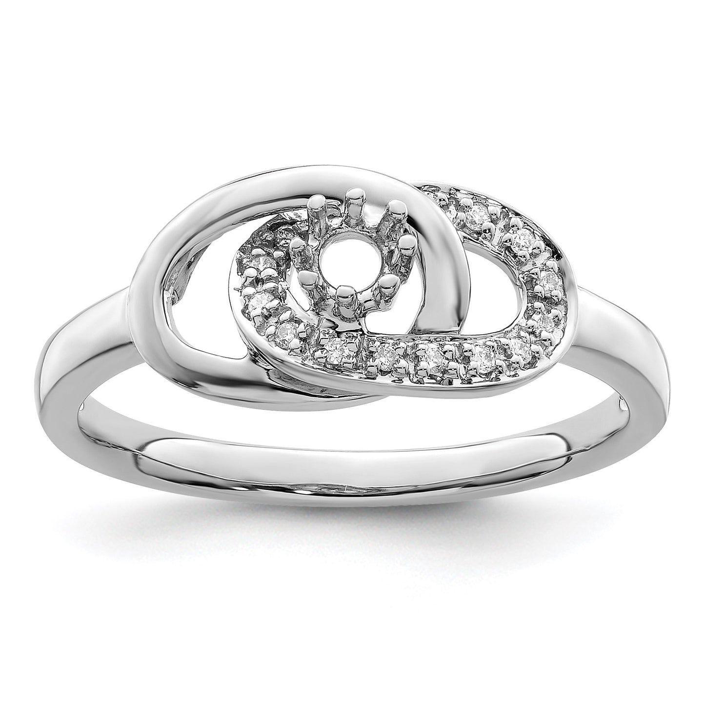 14K White Gold Family Jewelry Diamond Semi-Set Ring