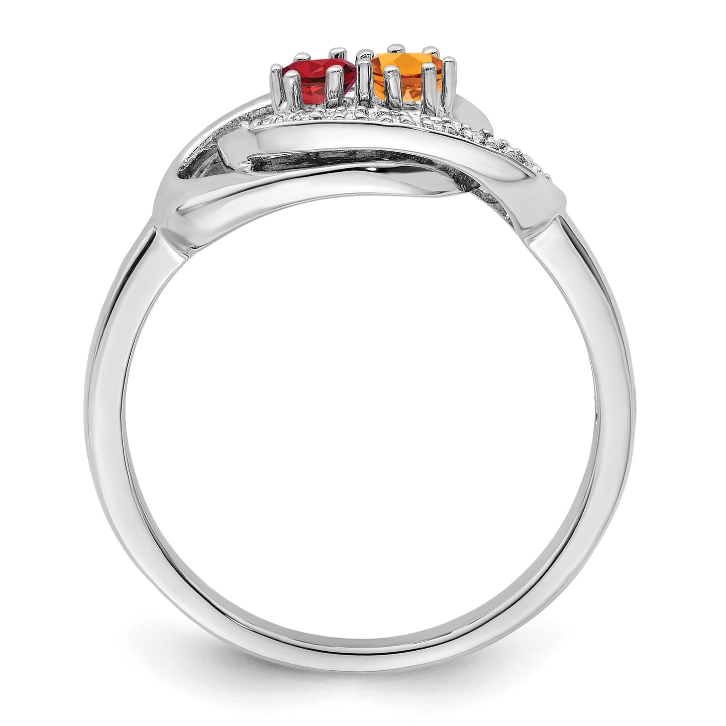 14K White Gold Family Jewelry Diamond Semi-Set Ring