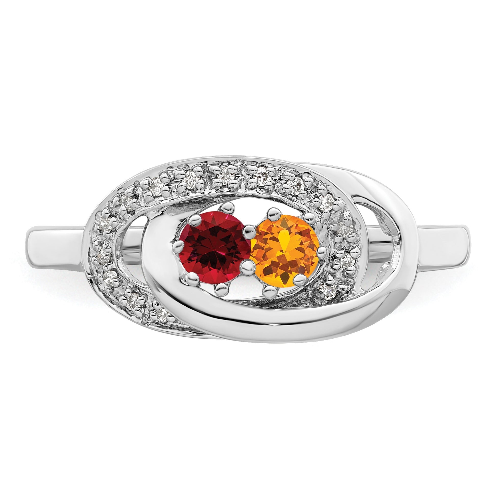 14K White Gold Family Jewelry Diamond Semi-Set Ring