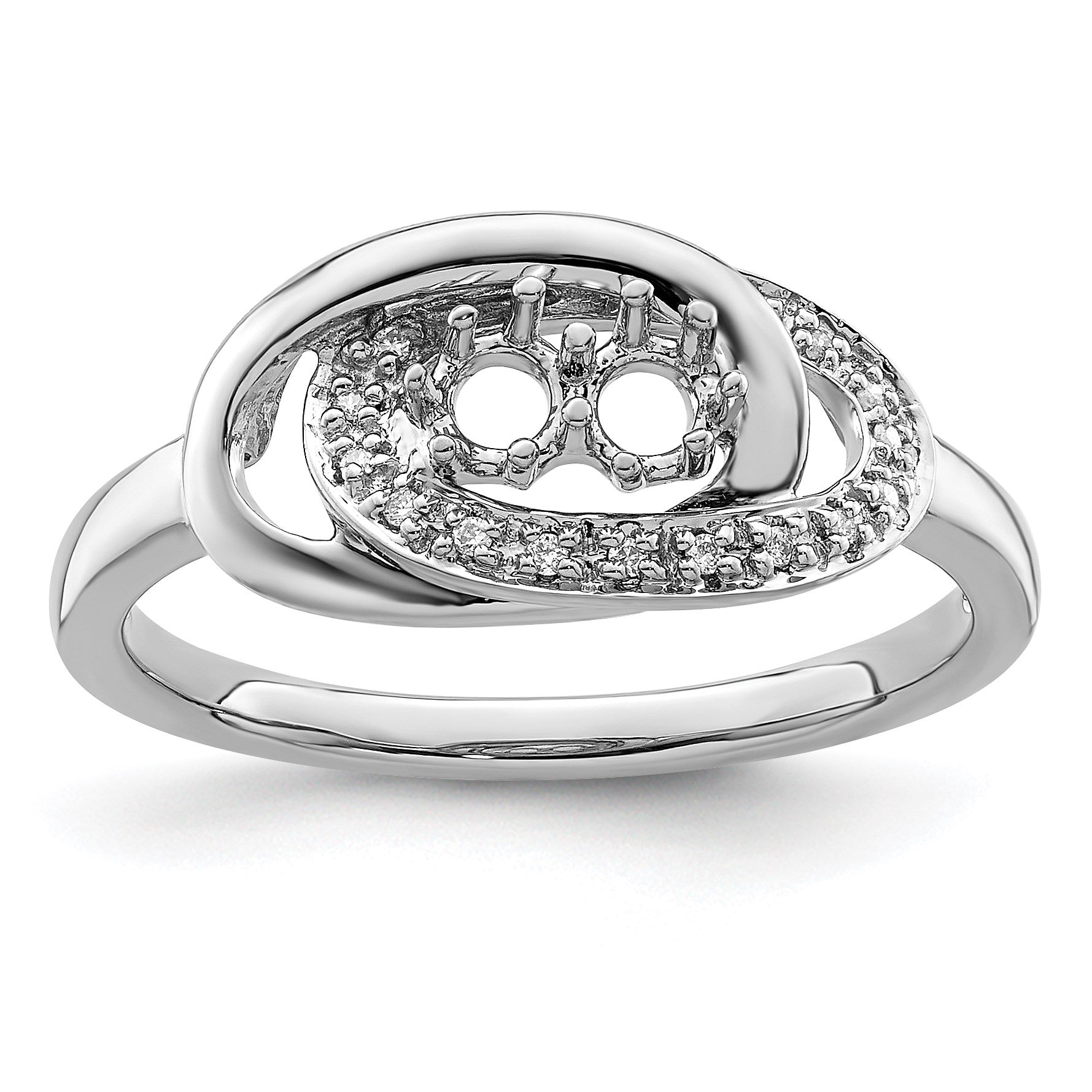 14K White Gold Family Jewelry Diamond Semi-Set Ring
