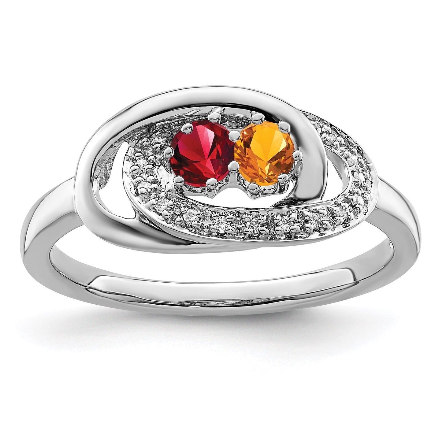 14K White Gold Family Jewelry Diamond Semi-Set Ring