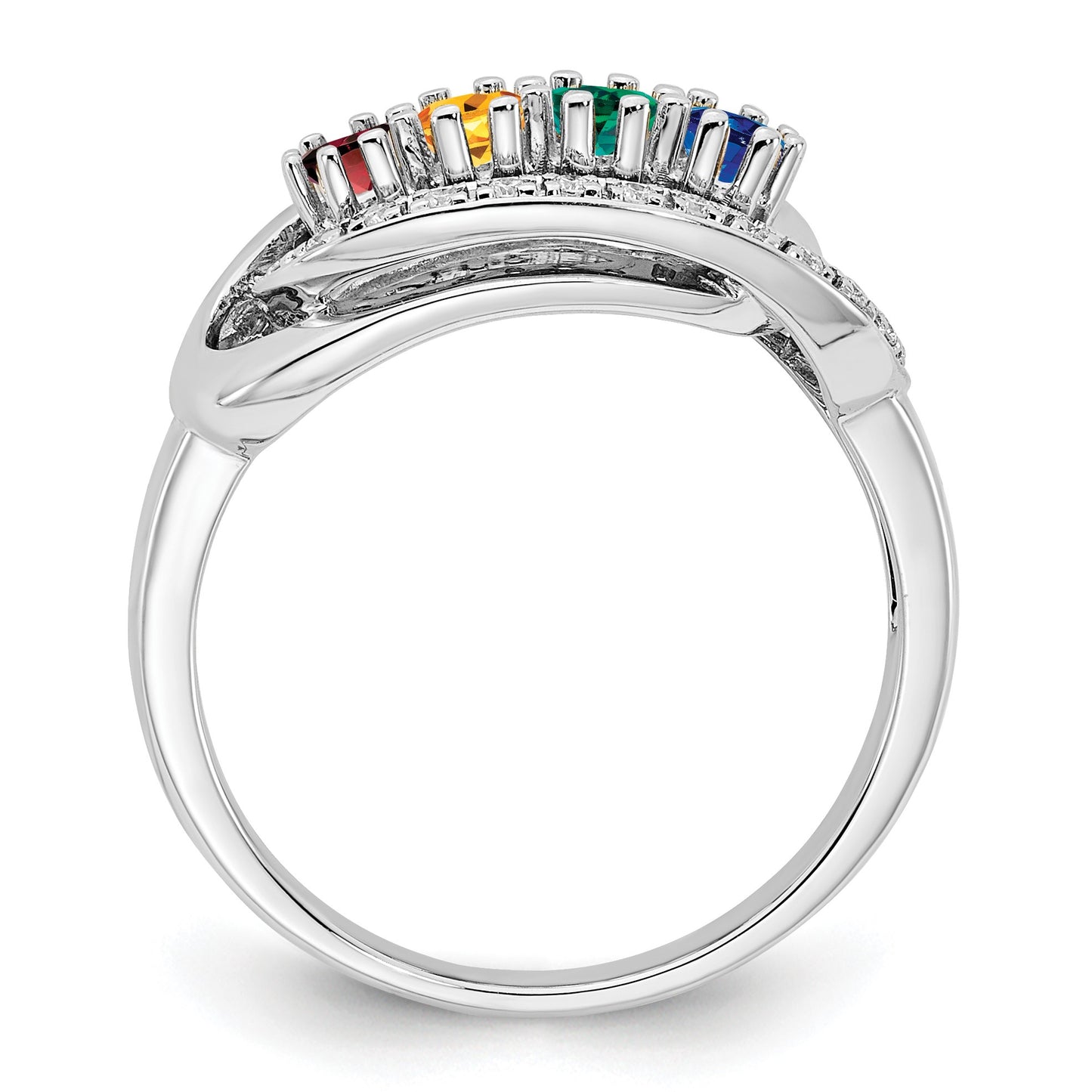 14K White Gold Family Jewelry Diamond Semi-Set Ring