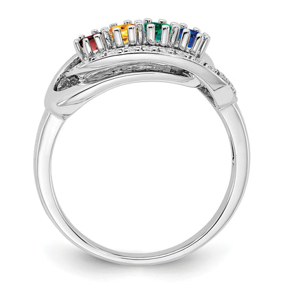 14K White Gold Family Jewelry Diamond Semi-Set Ring