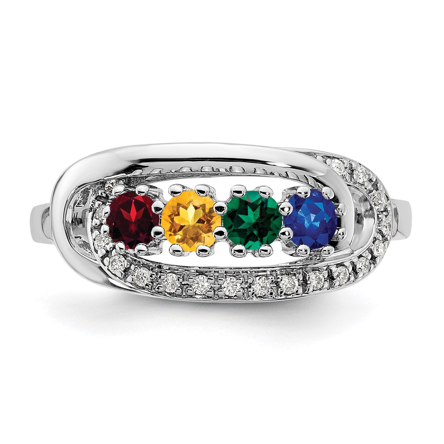 14K White Gold Family Jewelry Diamond Semi-Set Ring