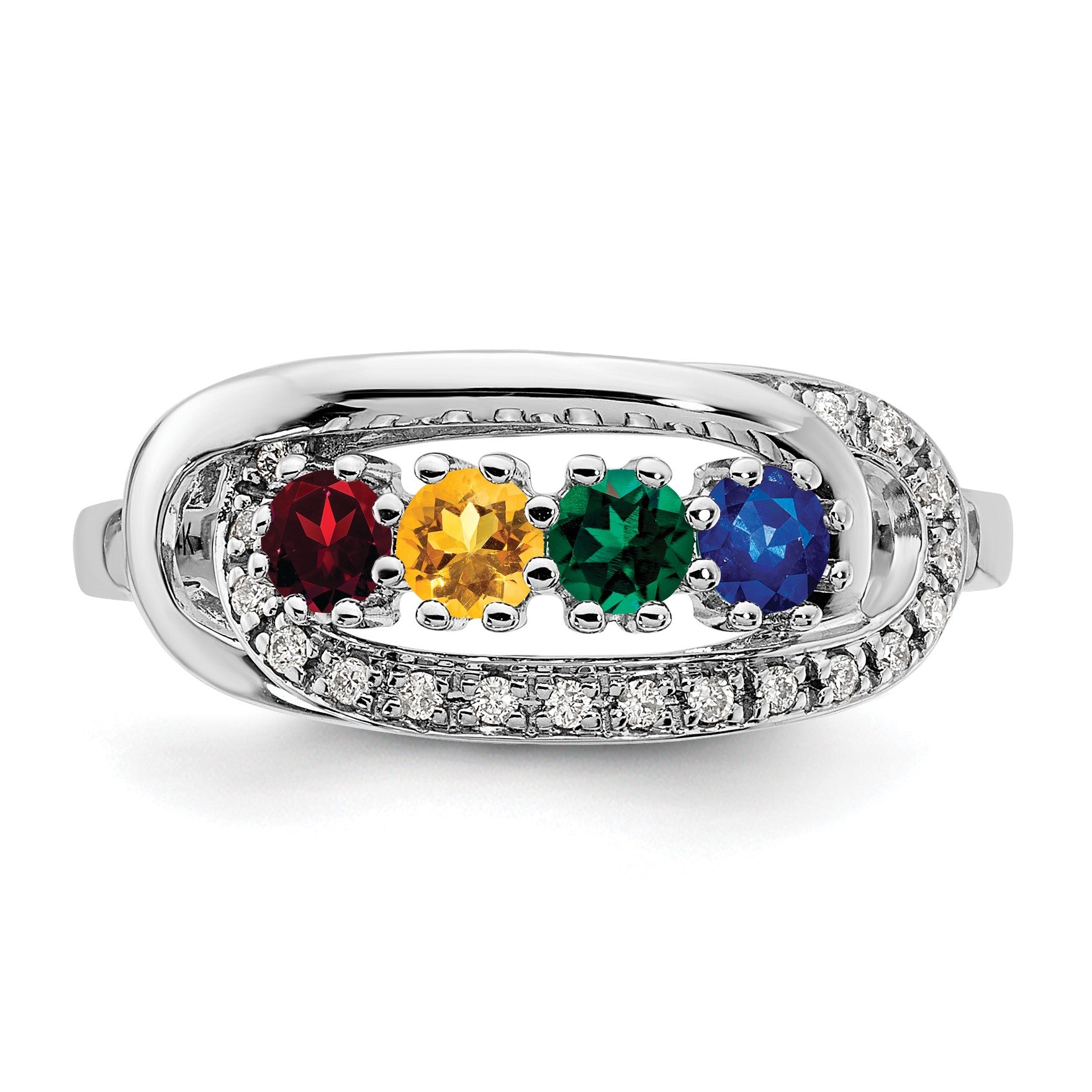 14K White Gold Family Jewelry Diamond Semi-Set Ring