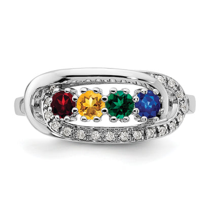 14K White Gold Family Jewelry Diamond Semi-Set Ring