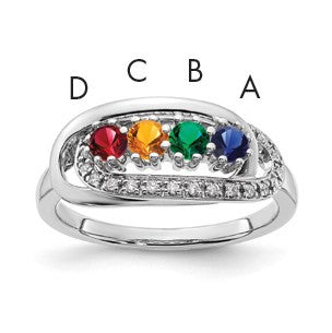 14K White Gold Family Jewelry Diamond Semi-Set Ring
