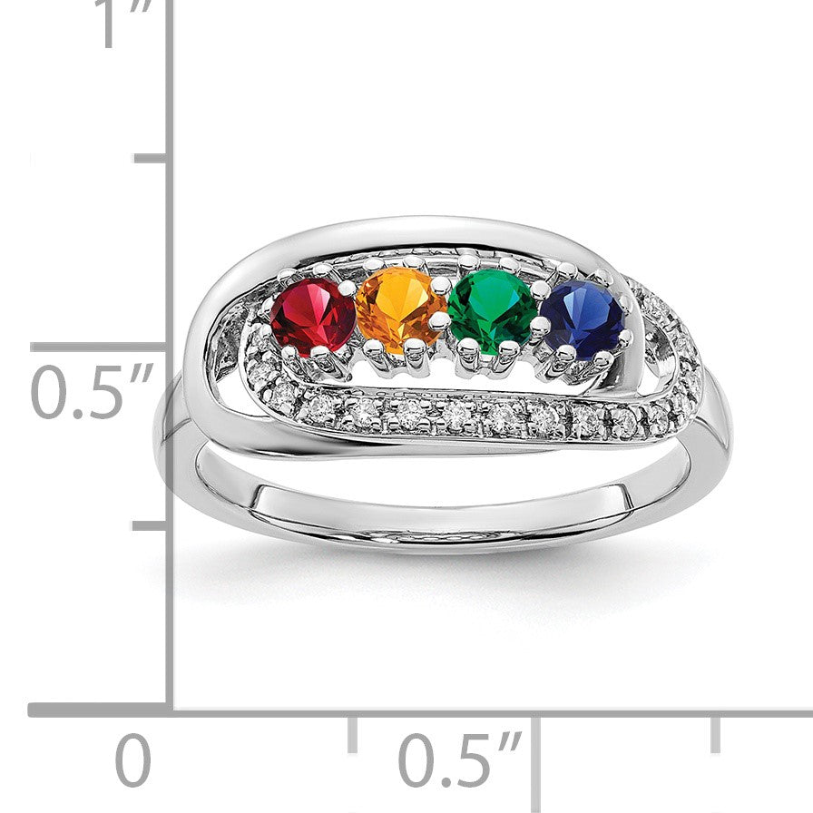 14K White Gold Family Jewelry Diamond Semi-Set Ring