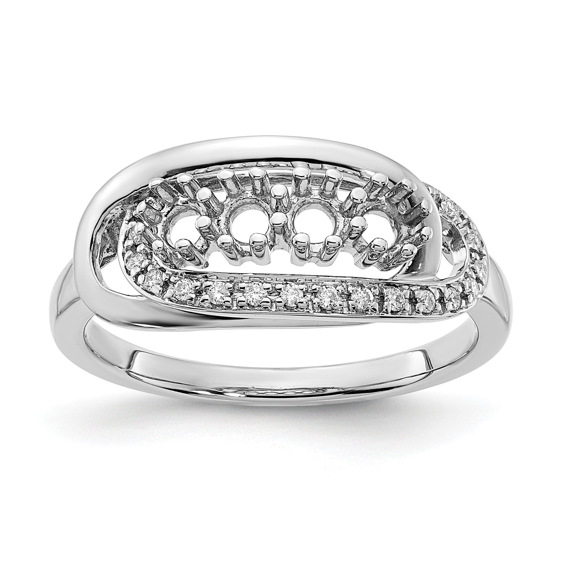 14K White Gold Family Jewelry Diamond Semi-Set Ring