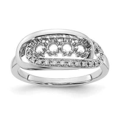 14K White Gold Family Jewelry Diamond Semi-Set Ring