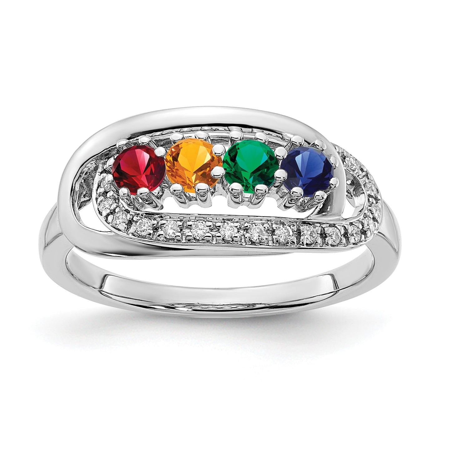 14K White Gold Family Jewelry Diamond Semi-Set Ring