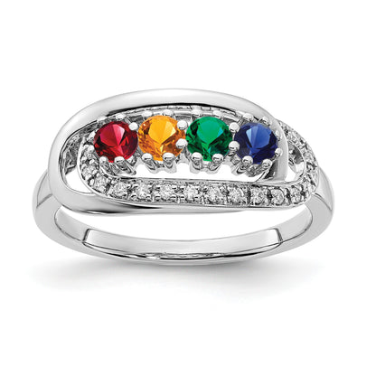 14K White Gold Family Jewelry Diamond Semi-Set Ring