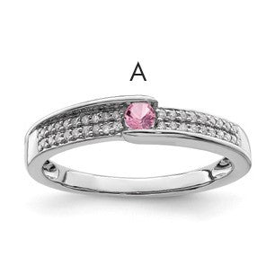 14K White Gold Family Jewelry Diamond Semi-Set Ring