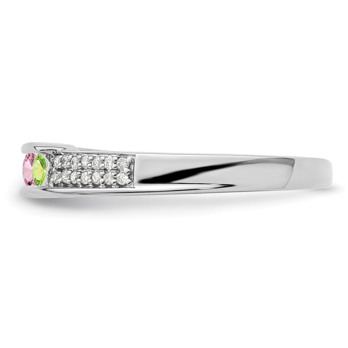 14K White Gold Family Jewelry Diamond Semi-Set Ring