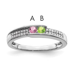 14K White Gold Family Jewelry Diamond Semi-Set Ring