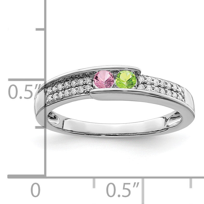 14K White Gold Family Jewelry Diamond Semi-Set Ring