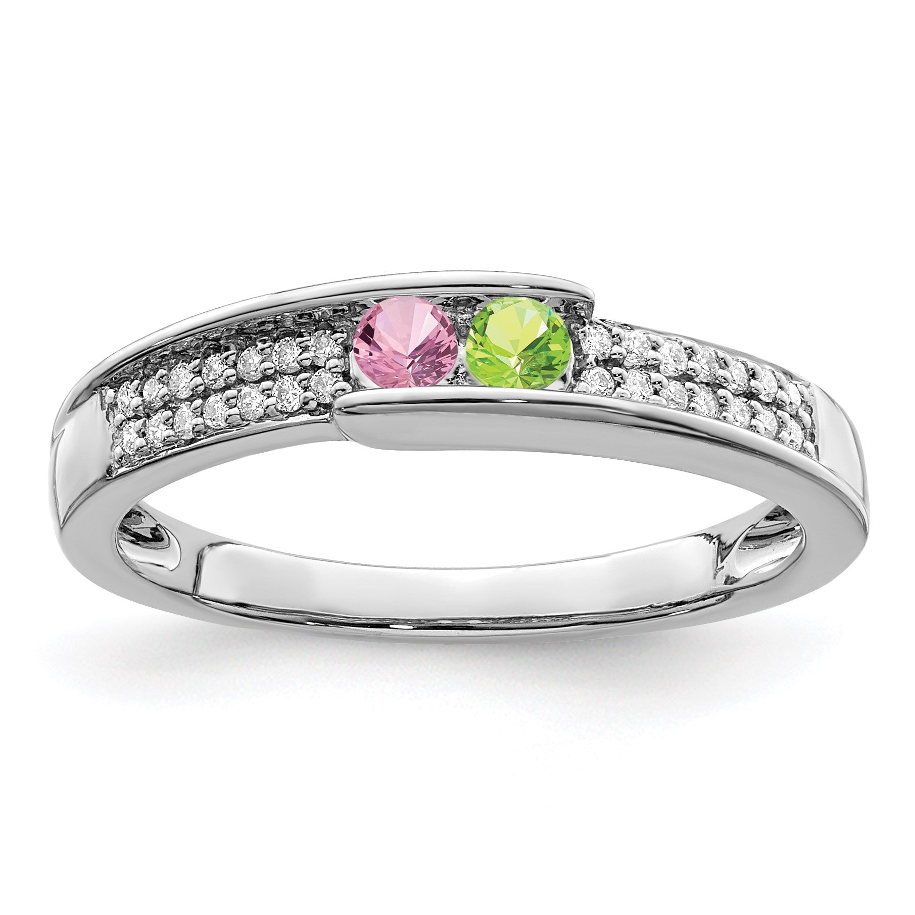 14K White Gold Family Jewelry Diamond Semi-Set Ring
