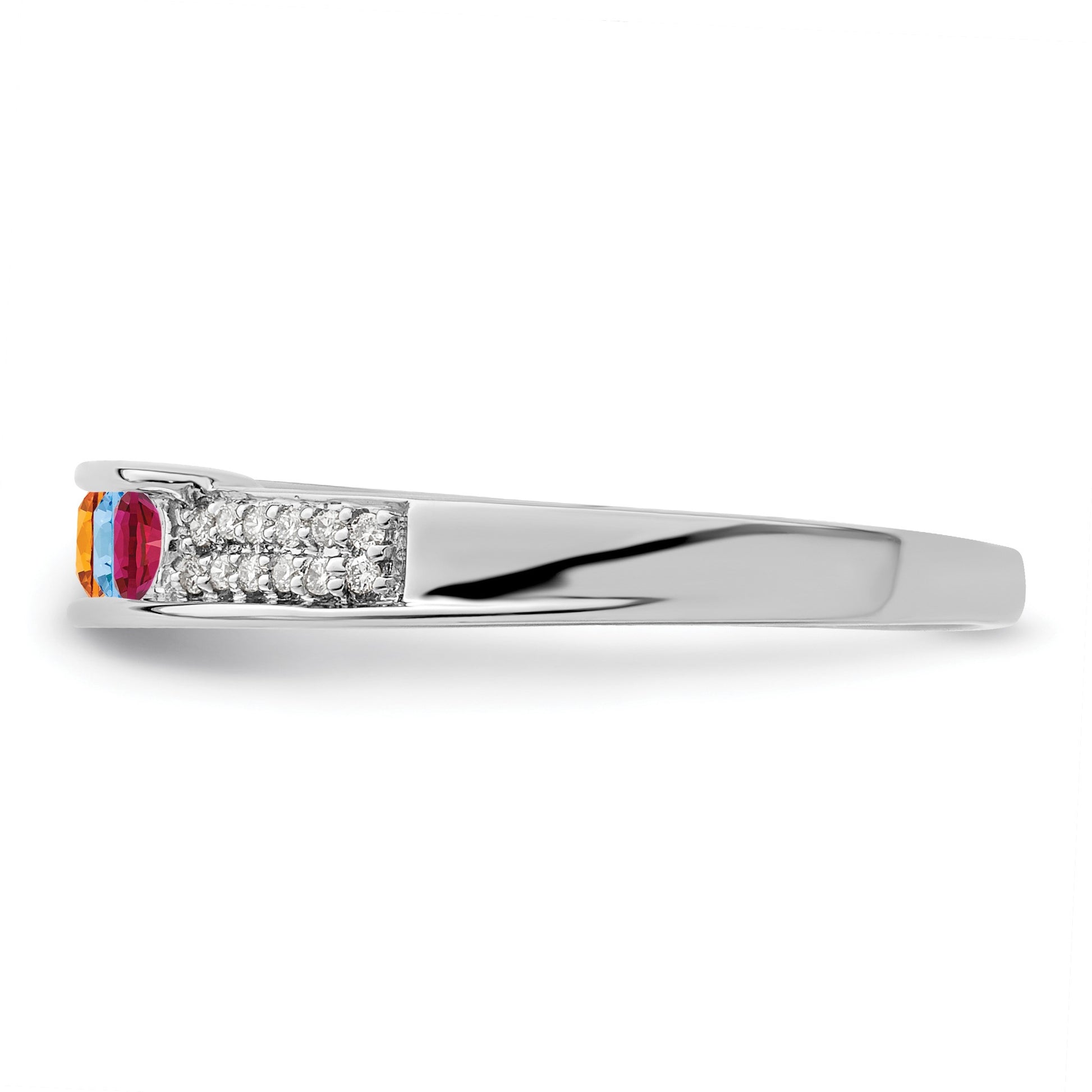 14K White Gold Family Jewelry Diamond Semi-Set Ring