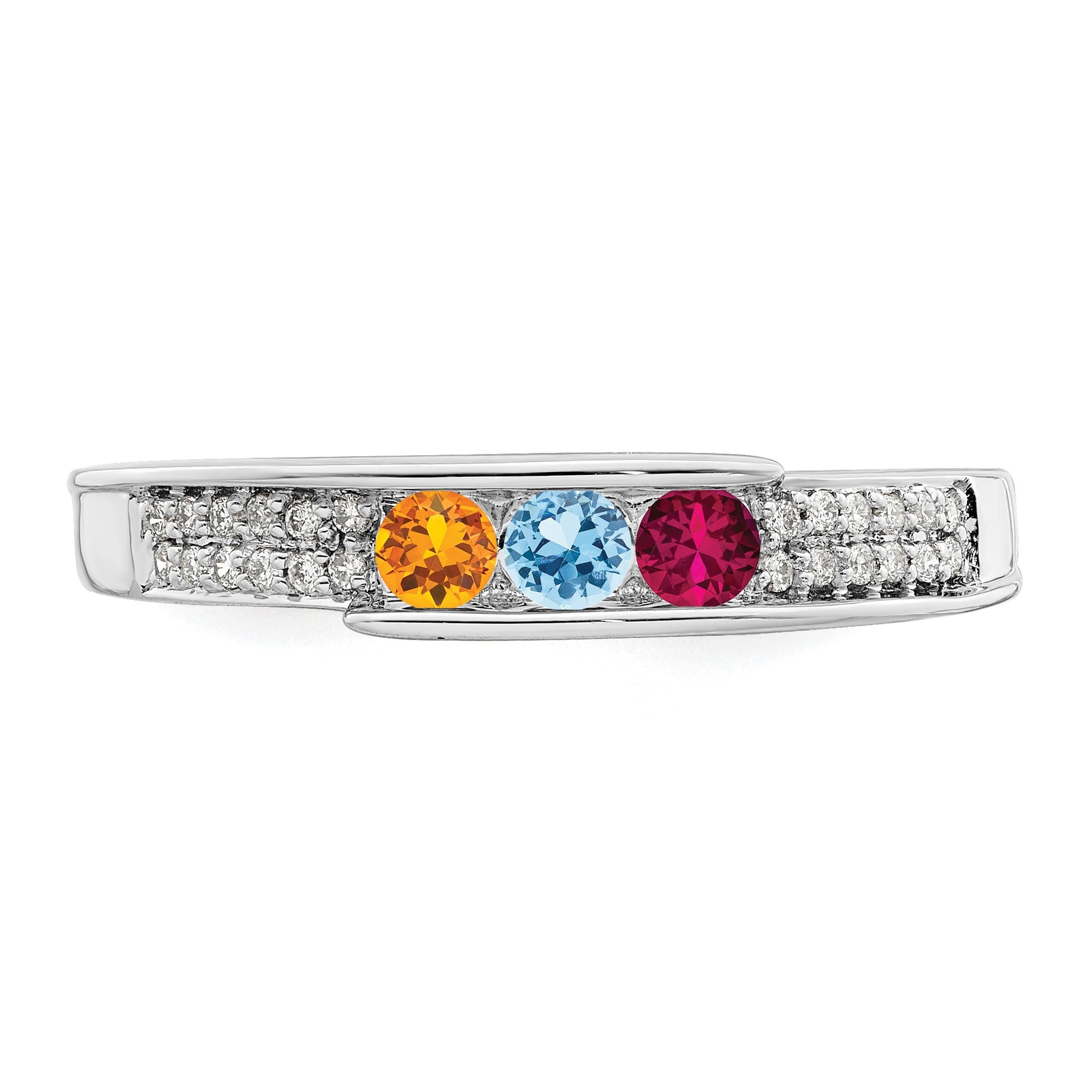 14K White Gold Family Jewelry Diamond Semi-Set Ring