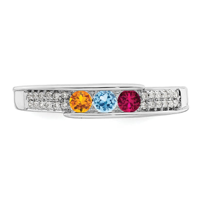 14K White Gold Family Jewelry Diamond Semi-Set Ring