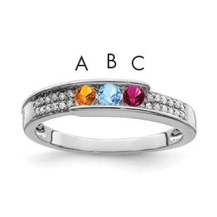 14K White Gold Family Jewelry Diamond Semi-Set Ring