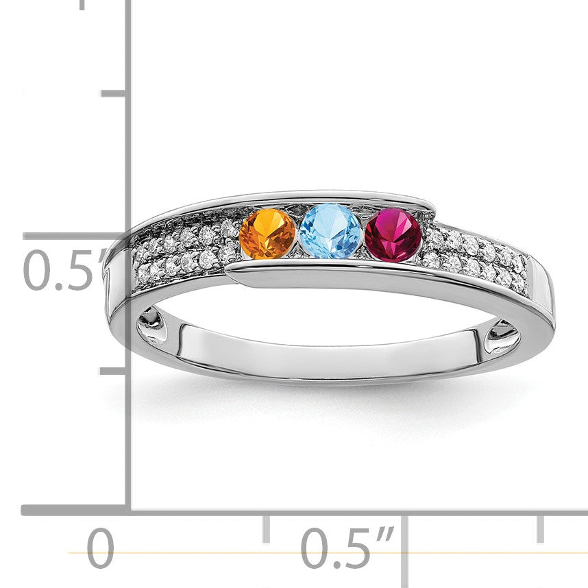 14K White Gold Family Jewelry Diamond Semi-Set Ring