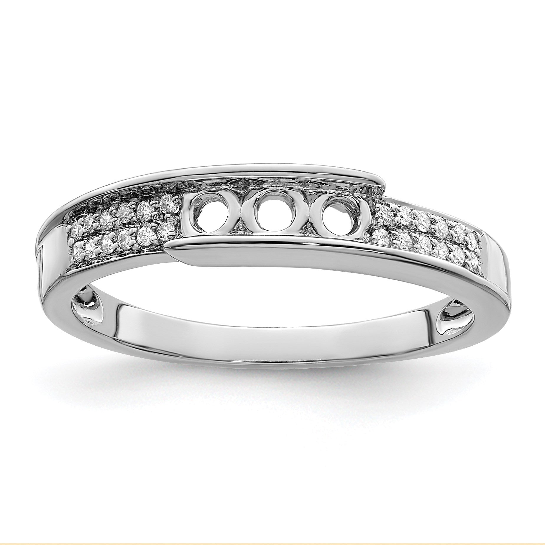14K White Gold Family Jewelry Diamond Semi-Set Ring