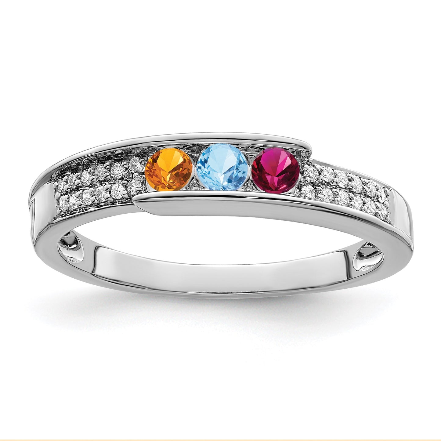 14K White Gold Family Jewelry Diamond Semi-Set Ring