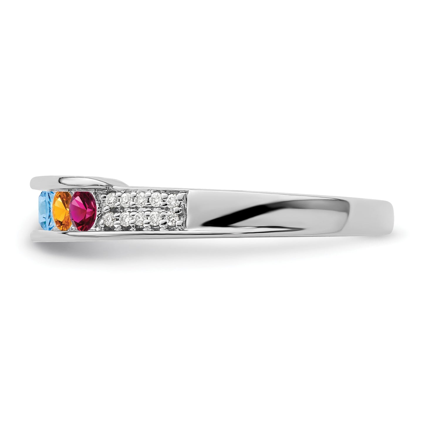 14K White Gold Family Jewelry Diamond Semi-Set Ring