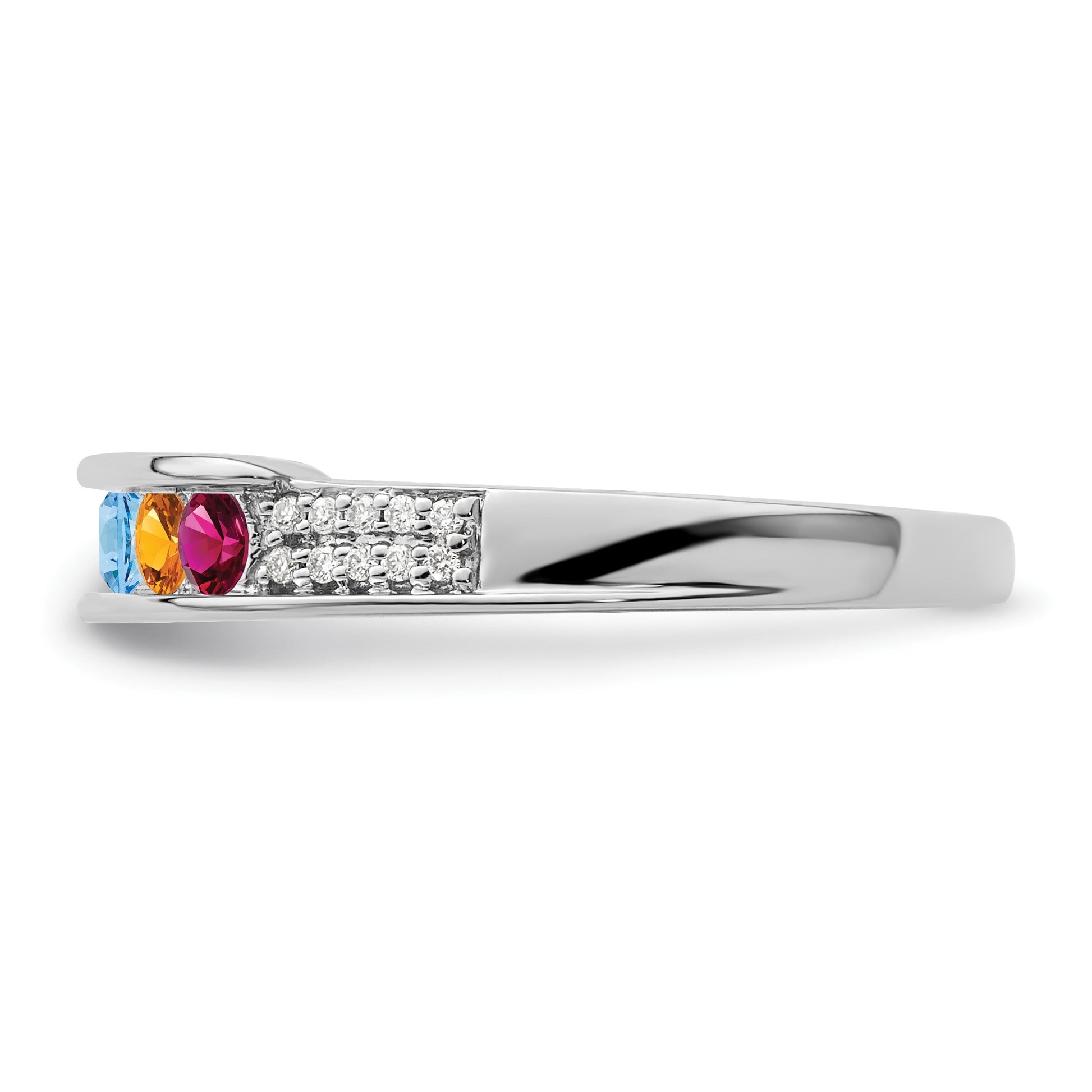 14K White Gold Family Jewelry Diamond Semi-Set Ring