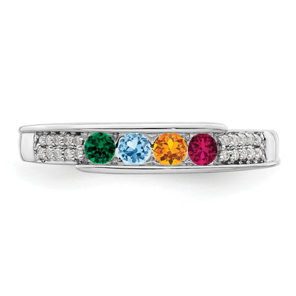 14K White Gold Family Jewelry Diamond Semi-Set Ring