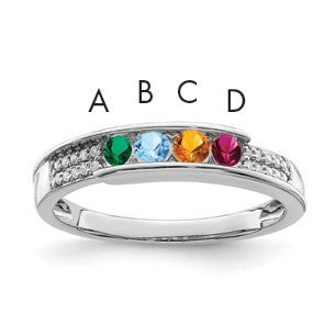 14K White Gold Family Jewelry Diamond Semi-Set Ring