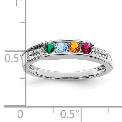 14K White Gold Family Jewelry Diamond Semi-Set Ring