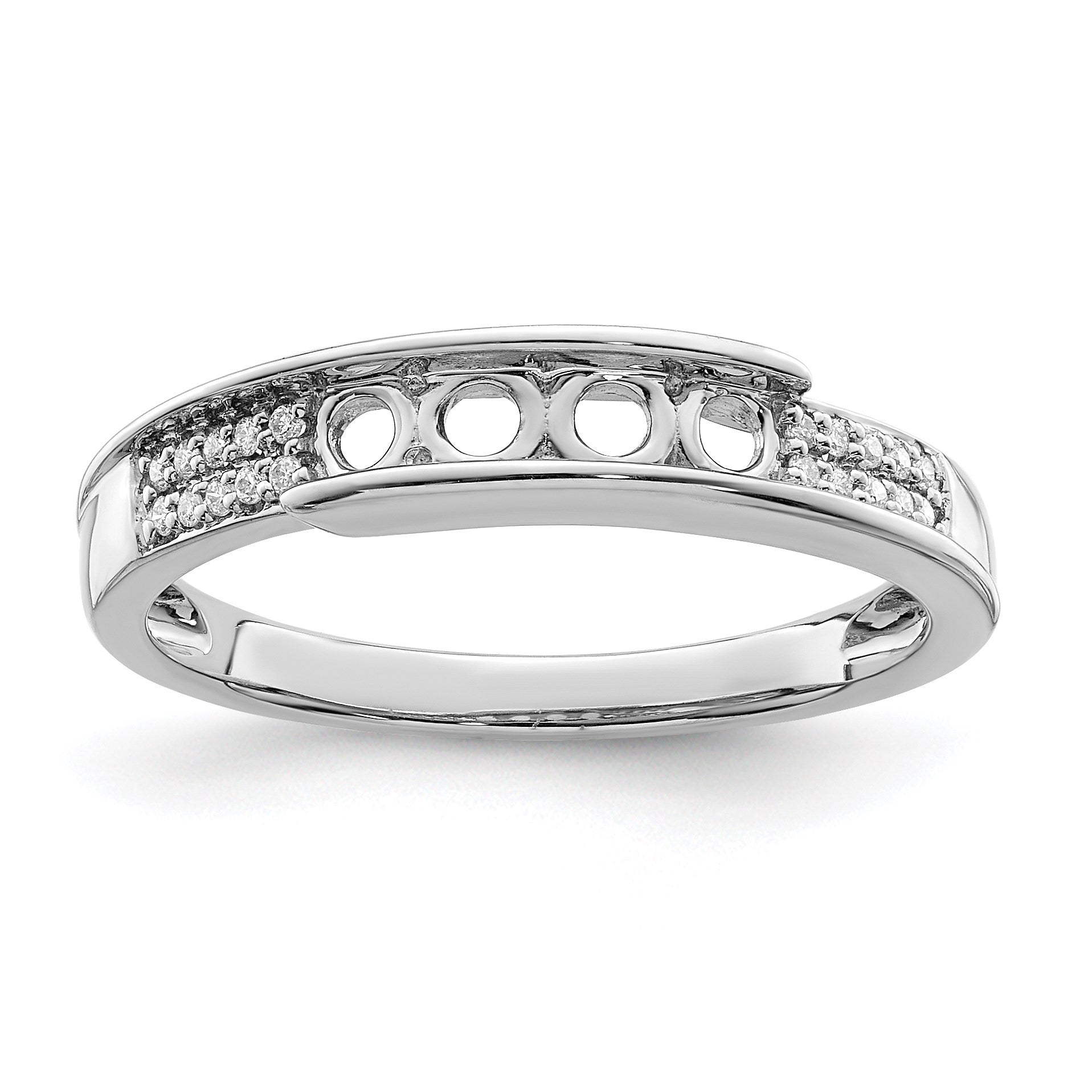 14K White Gold Family Jewelry Diamond Semi-Set Ring