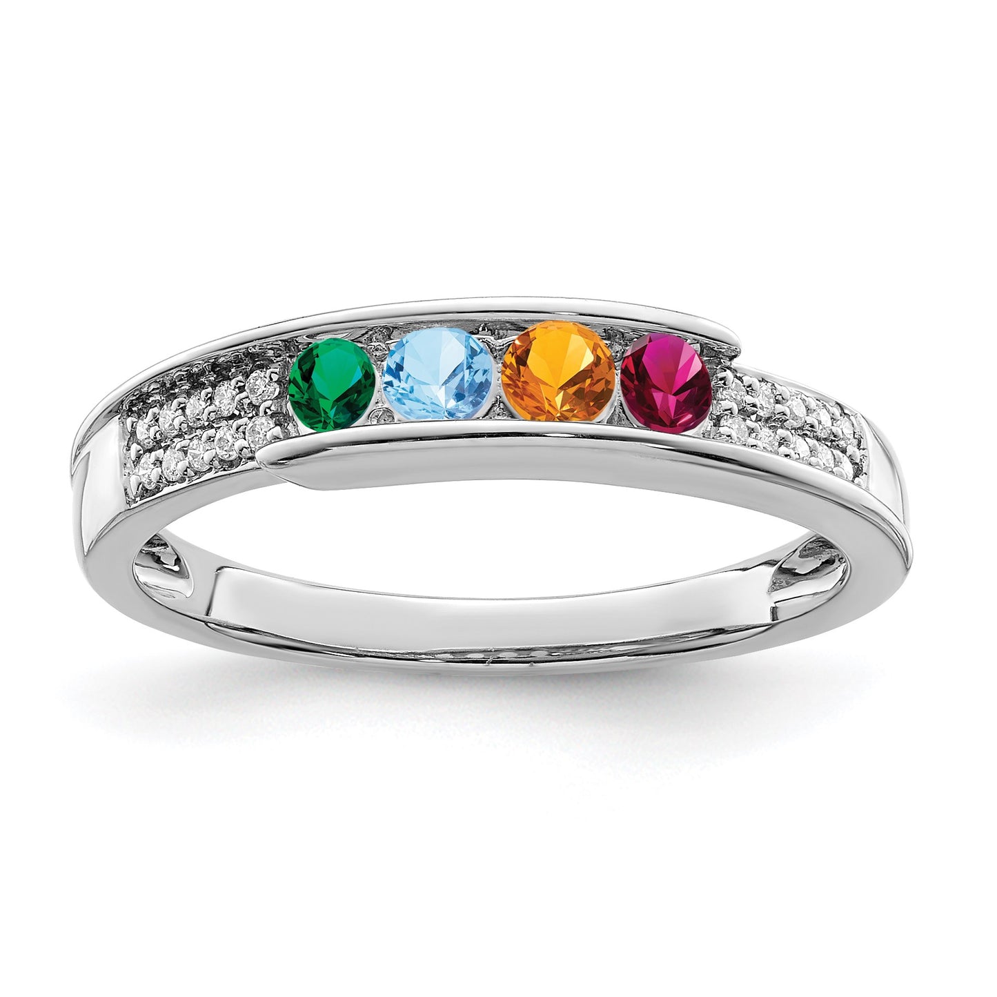 14K White Gold Family Jewelry Diamond Semi-Set Ring