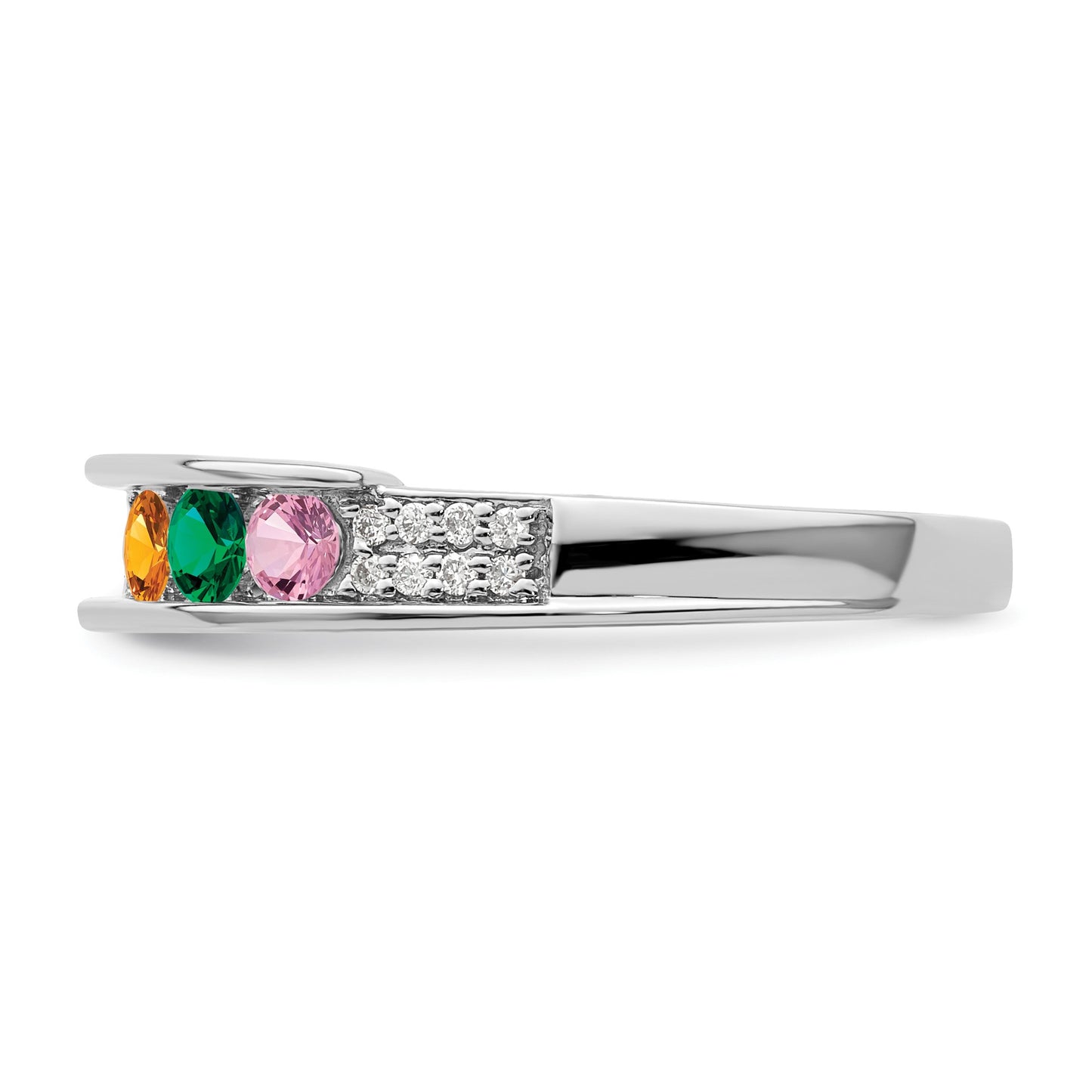14K White Gold Family Jewelry Diamond Semi-Set Ring