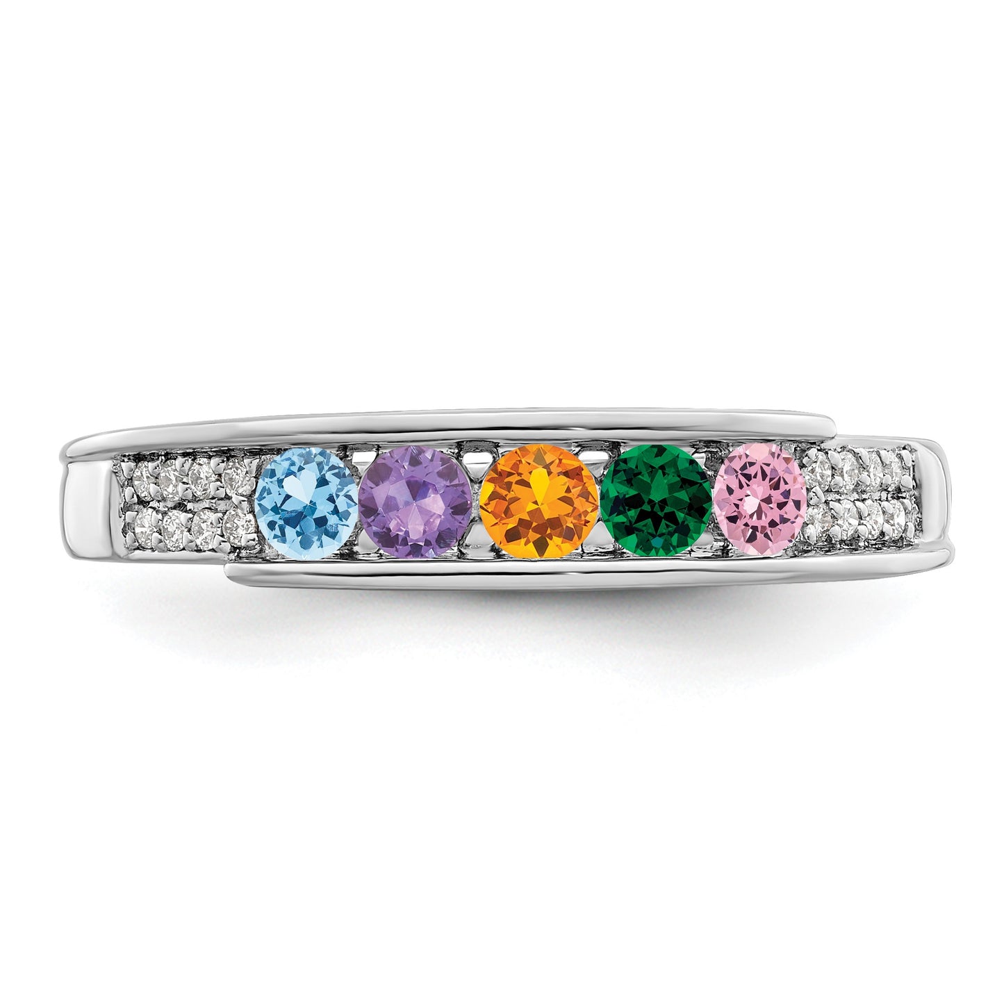 14K White Gold Family Jewelry Diamond Semi-Set Ring