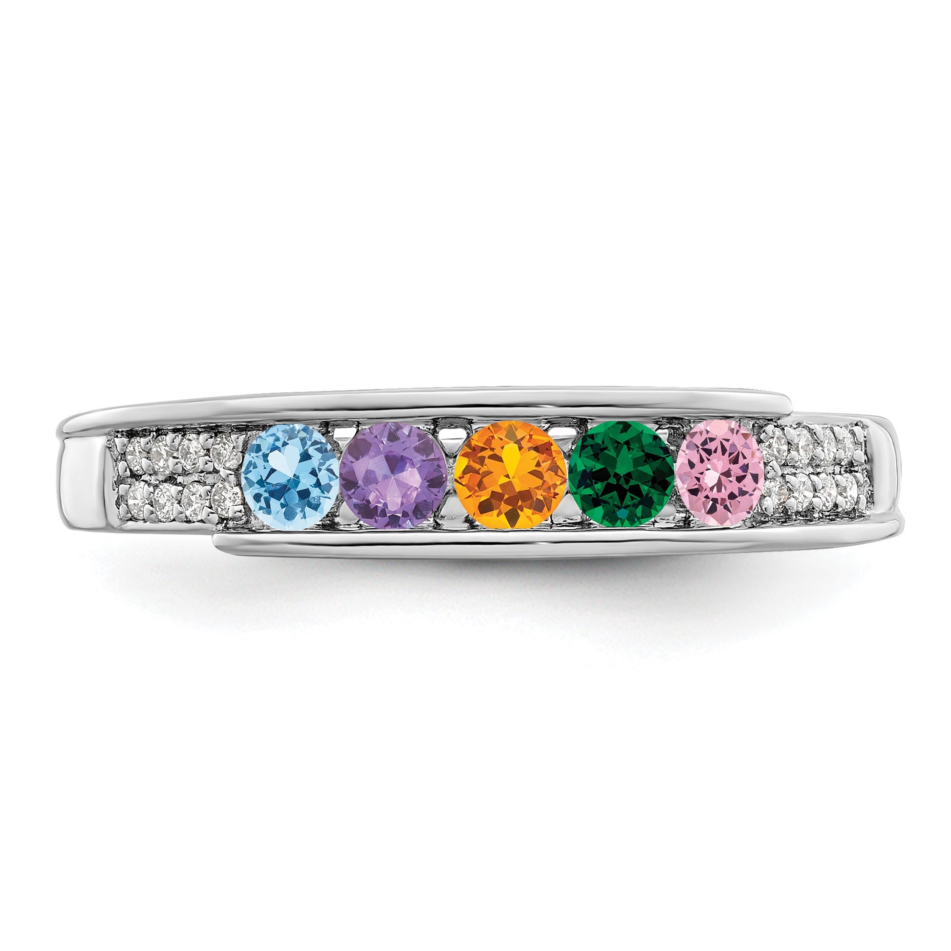 14K White Gold Family Jewelry Diamond Semi-Set Ring