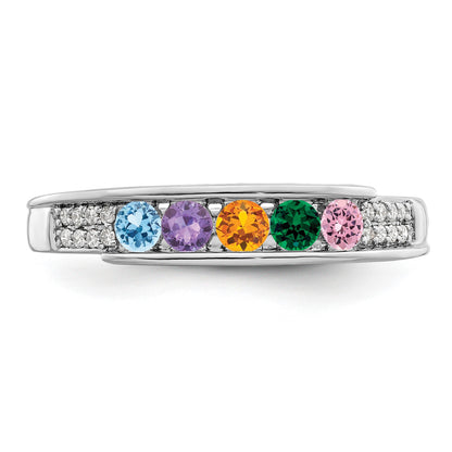 14K White Gold Family Jewelry Diamond Semi-Set Ring