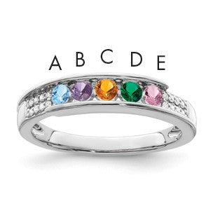 14K White Gold Family Jewelry Diamond Semi-Set Ring