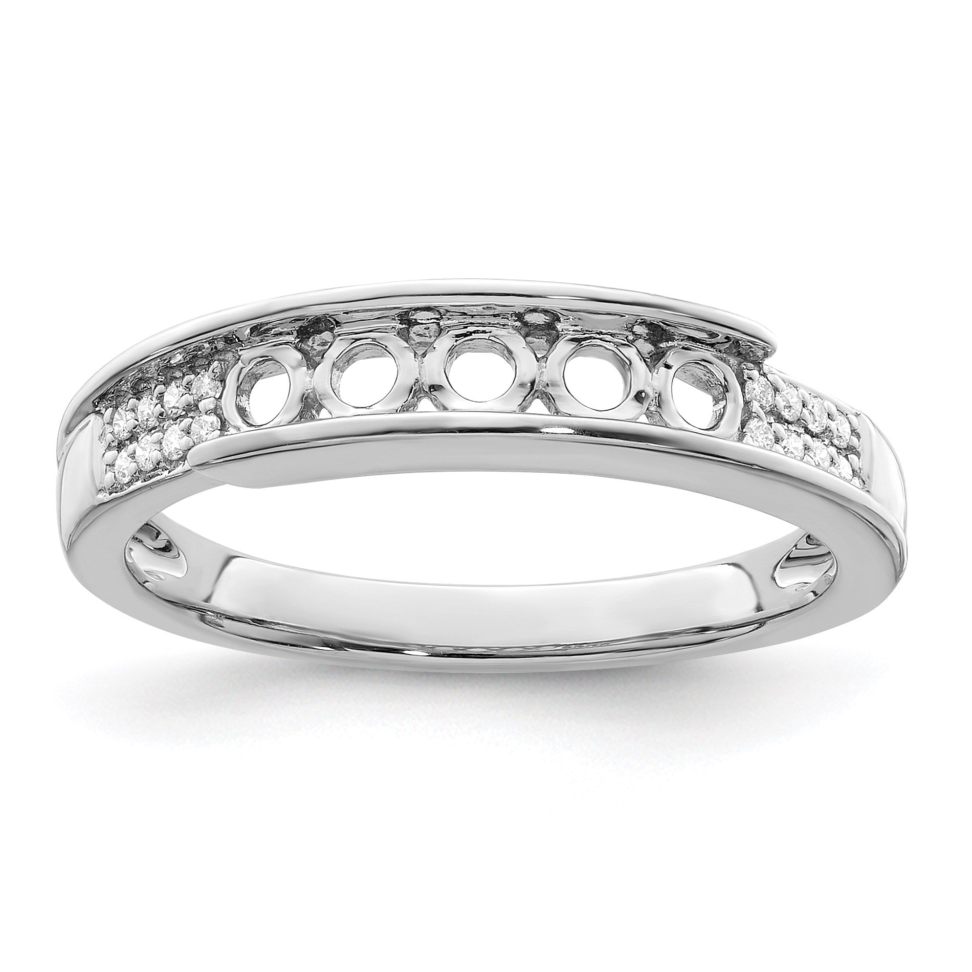 14K White Gold Family Jewelry Diamond Semi-Set Ring