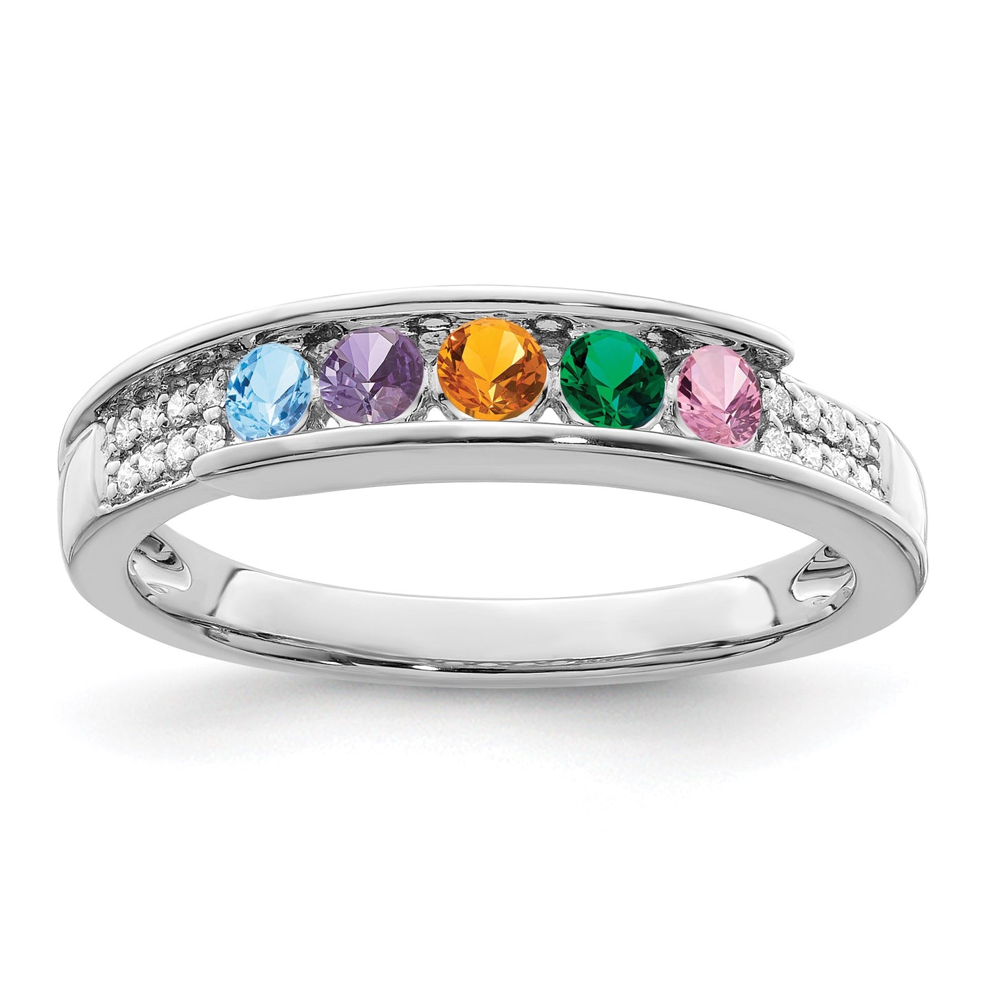 14K White Gold Family Jewelry Diamond Semi-Set Ring